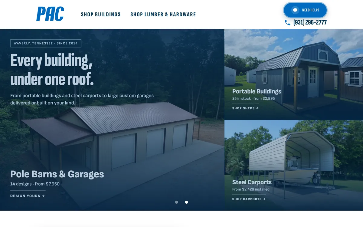 The PAC Building Pro website